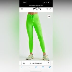 Year of Ours Football Legging in Neon Kiwi NWT